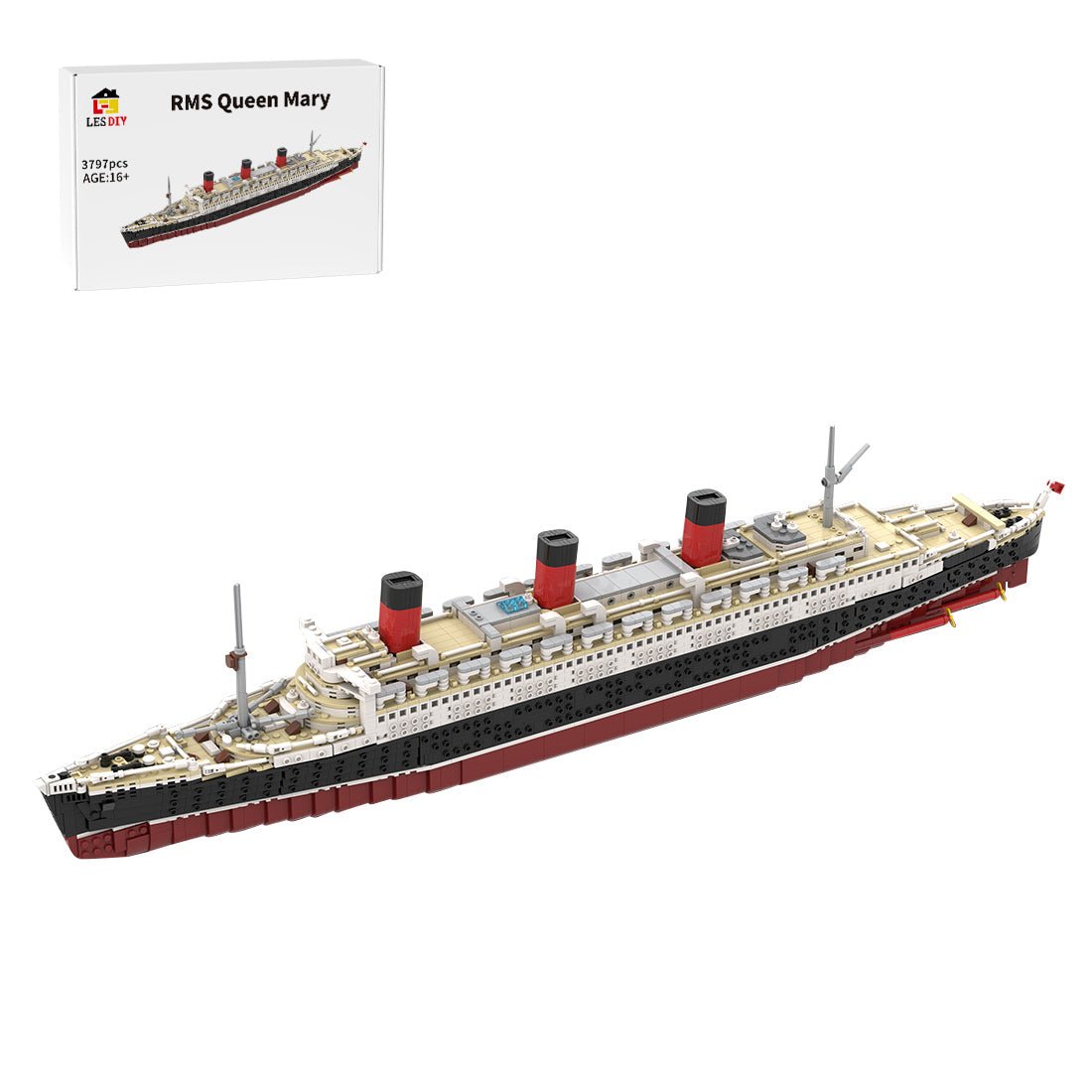 1/400 Scale RMS Queen Mary British Ocean Liner Klemmbausteine - LesDiy - Klemmbausteine