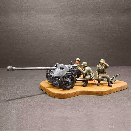 1/72 WWII German Pak - 40 Anti - Tank Cannon Model with Soldiers and Base - LesDiyLesDiy