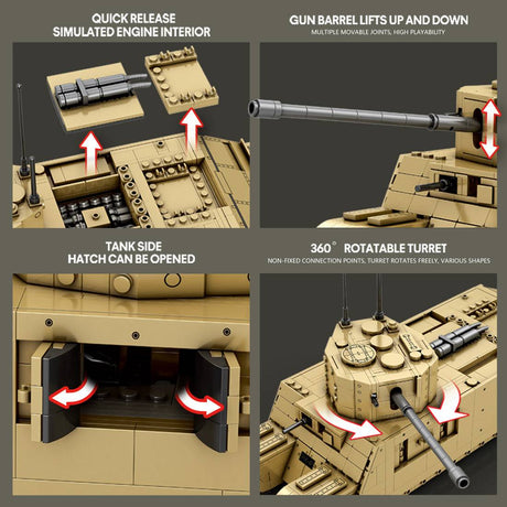 Britischer Militärpanzer im Maßstab 1/30 Klemmbausteine - LesDiyAAA