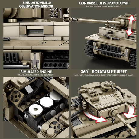 Deutscher Militärpanzer im Maßstab 1/28 Klemmbausteine - LesDiyAAA