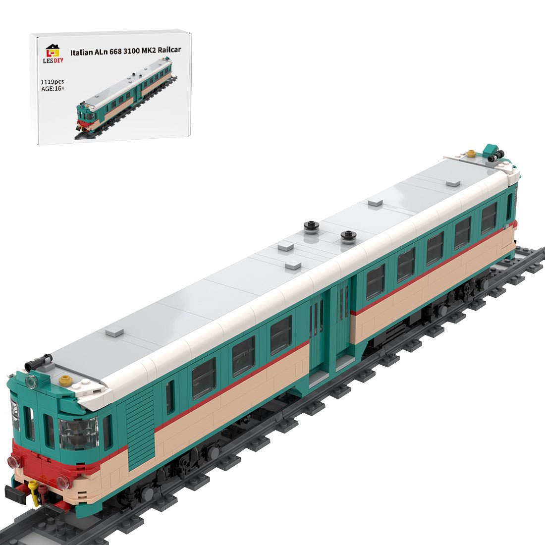 Italian ALn 668 3100 MK2 Railcar Klemmbausteine - LesDiyLesDiy