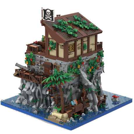 MOC - 105796 Piratenschädelinsel mit Rotbarts Haus Klemmbausteine - LesDiyLesDiy