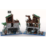 MOC - 105796 Piratenschädelinsel mit Rotbarts Haus Klemmbausteine - LesDiyLesDiy