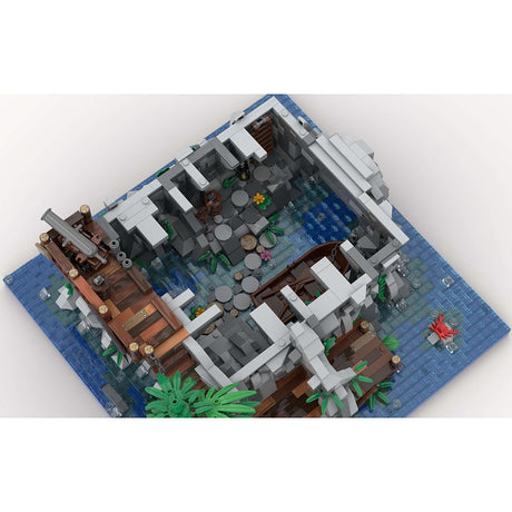 MOC - 105796 Piratenschädelinsel mit Rotbarts Haus Klemmbausteine - LesDiyLesDiy