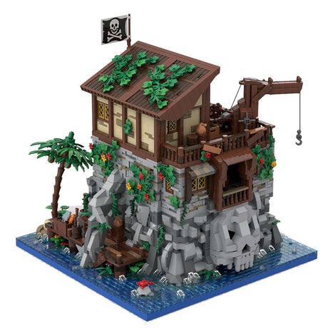 MOC - 105796 Piratenschädelinsel mit Rotbarts Haus Klemmbausteine - LesDiyLesDiy