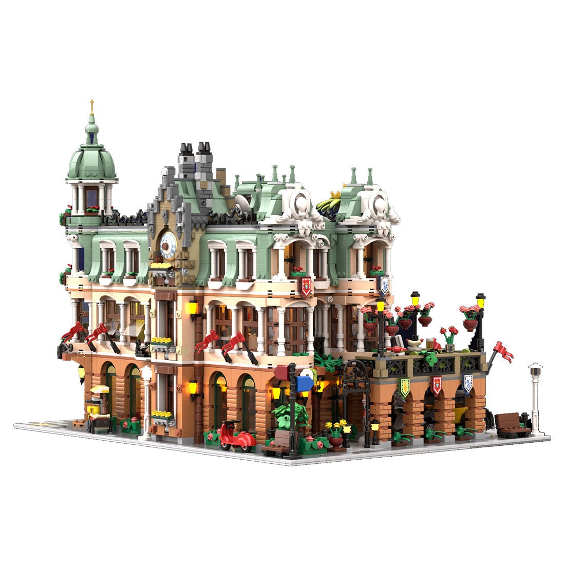 MOC - 111979 European Grand Boutique Hotel & Garden Palace Restaurant Klemmbausteine - LesDiyLesDiy