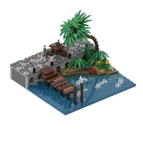 MOC - 116560 Stone Pier with Plank Bridge Klemmbausteine - LesDiyLesDiy