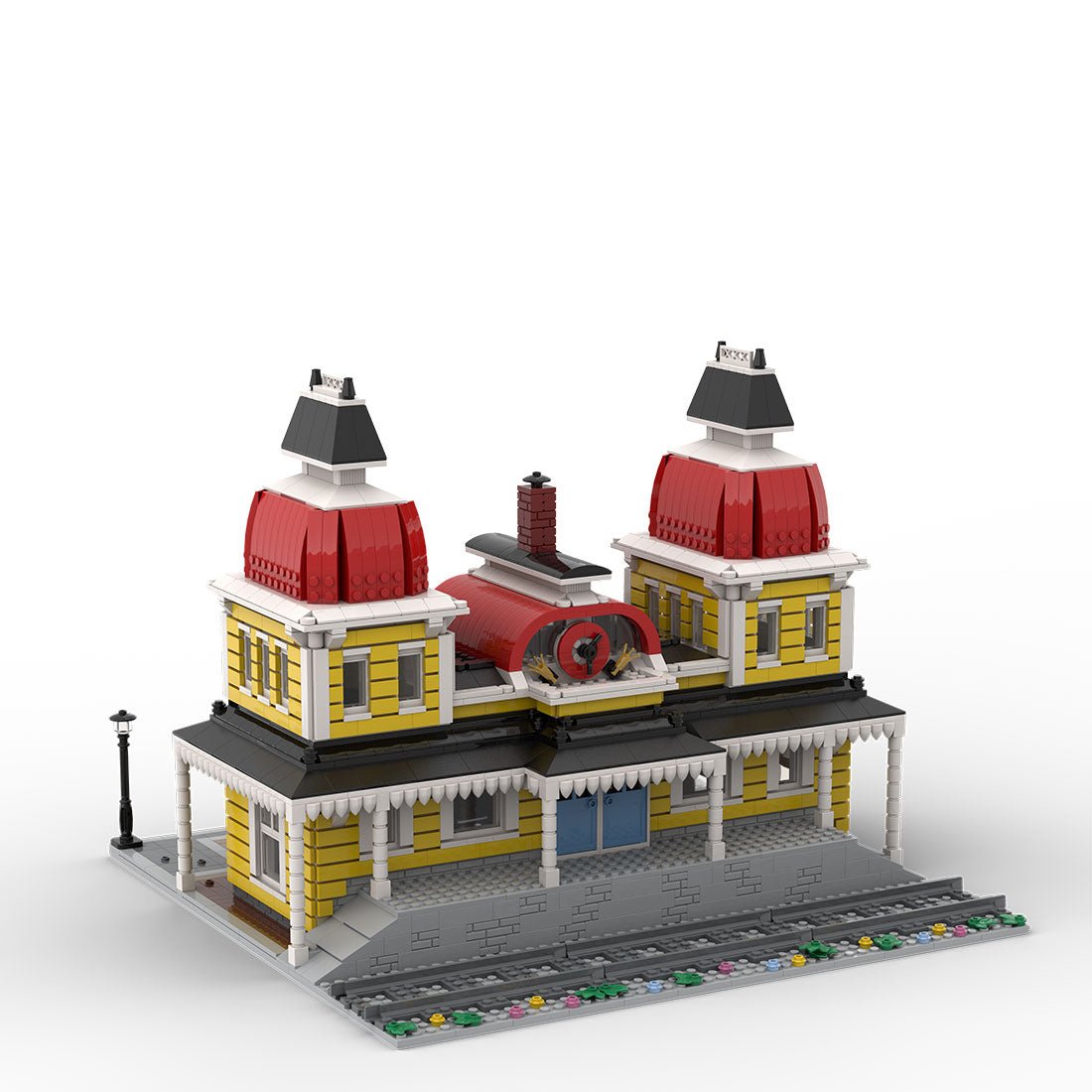 MOC - 117038 Village Central Station Klemmbausteine - LesDiyLesDiy