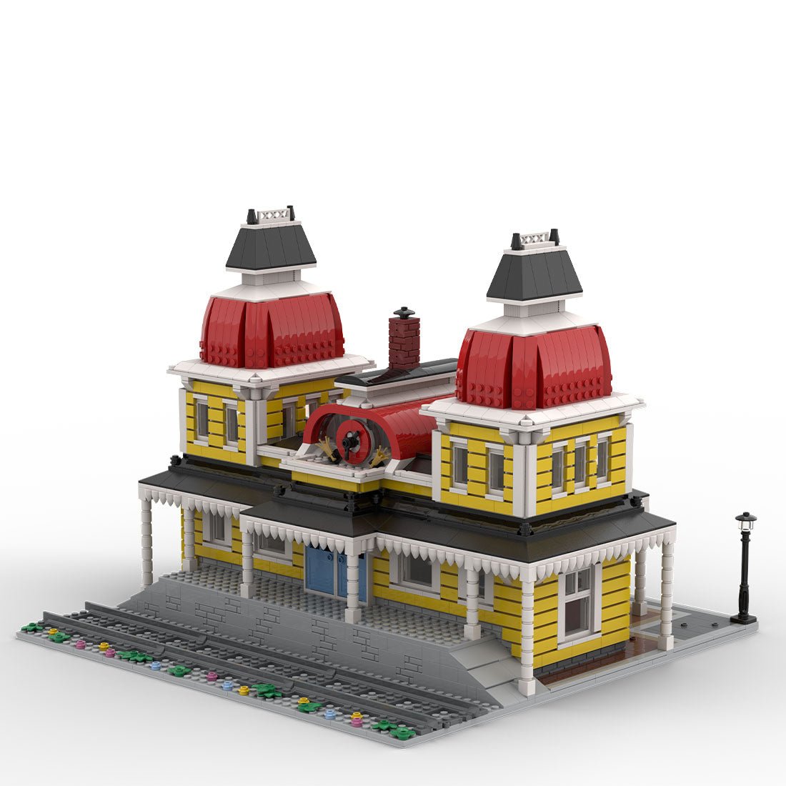 MOC - 117038 Village Central Station Klemmbausteine - LesDiyLesDiy