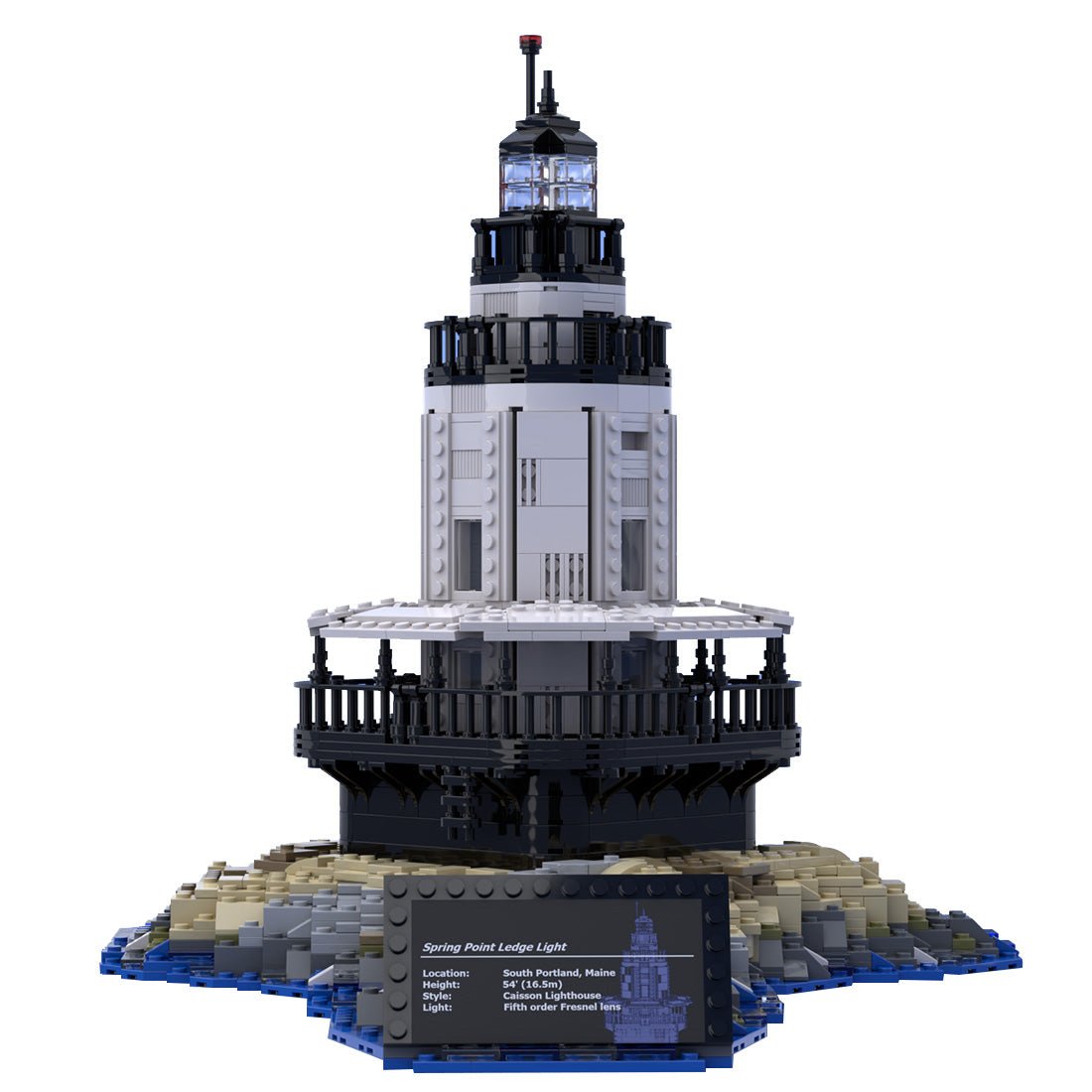 MOC - 124429 Spring Point Ledge Lighthouse with base Klemmbausteine - LesDiyLesDiy