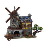 MOC - 131416 Mittelalterliche animierte elektrische Windmühle Klemmbausteine - LesDiyLesDiy