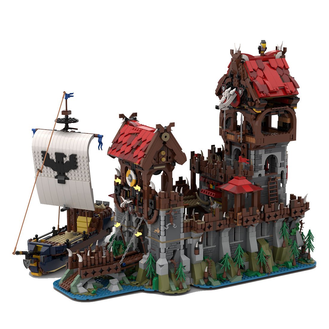 MOC - 136695 Wolfpack Tower & Medieval Ship Klemmbausteine - LesDiyLesDiy