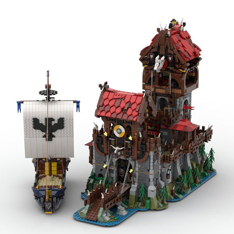 MOC - 136695 Wolfpack Tower & Medieval Ship Klemmbausteine - LesDiyLesDiy