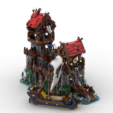 MOC - 136695 Wolfpack Tower & Medieval Ship Klemmbausteine - LesDiyLesDiy