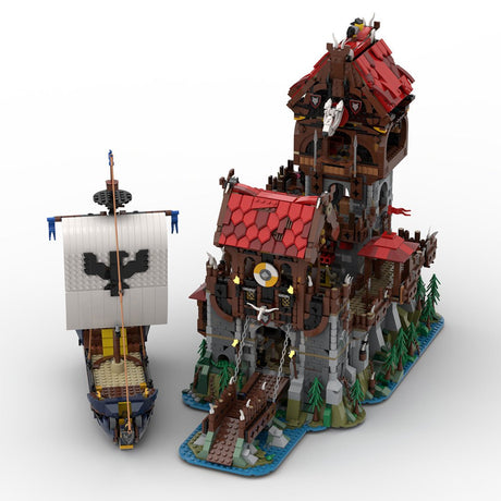 MOC - 136695 Wolfpack Tower & Medieval Ship Klemmbausteine - LesDiyLesDiy