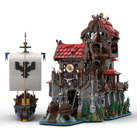 MOC - 136695 Wolfpack Tower & Medieval Ship Klemmbausteine - LesDiyLesDiy