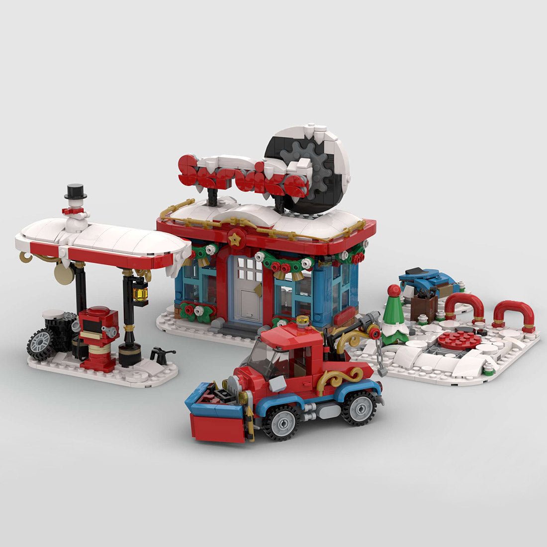 MOC - 157054 Little Winter Service Station Klemmbausteine - LesDiyLesDiy