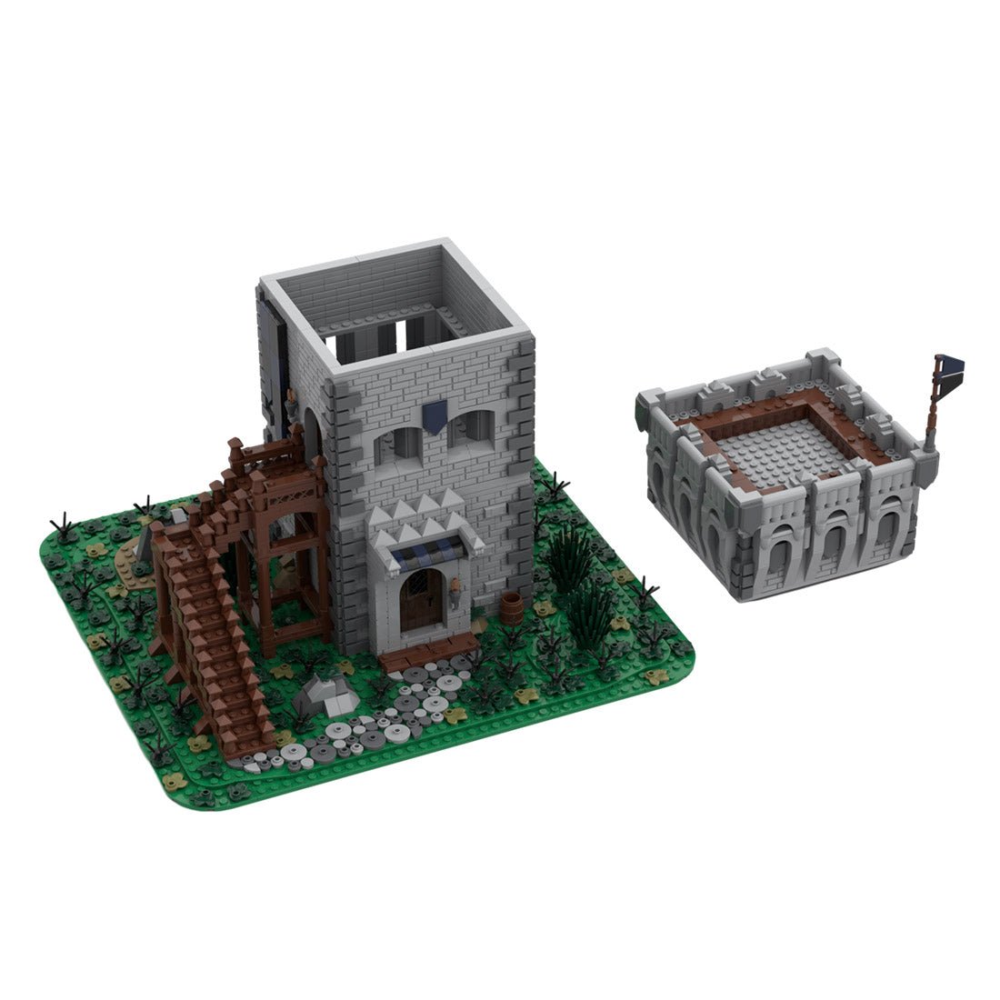 MOC - 159468 Mittelalterlicher Außenposten Black Falcon Castle Klemmbausteine - LesDiyLesDiy