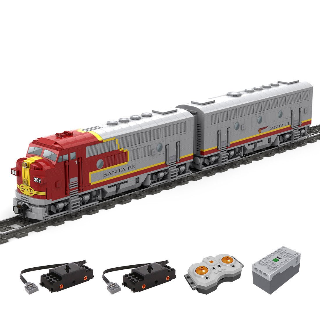 MOC - 160782 Diesel Locomotive EMD F7 Santa Fe Klemmbausteine - LesDiyLesDiy