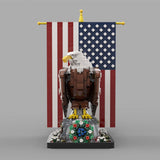 MOC - 161001+MOC - 161100 American Bald Eagle with Flag Klemmbausteine - LesDiyLesDiy