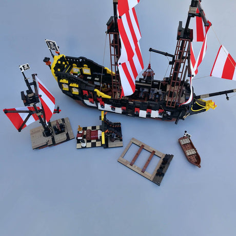 MOC - 166879 Medieval Barracuda - ship Klemmbausteine（ohne Segel） - LesDiyLesDiy