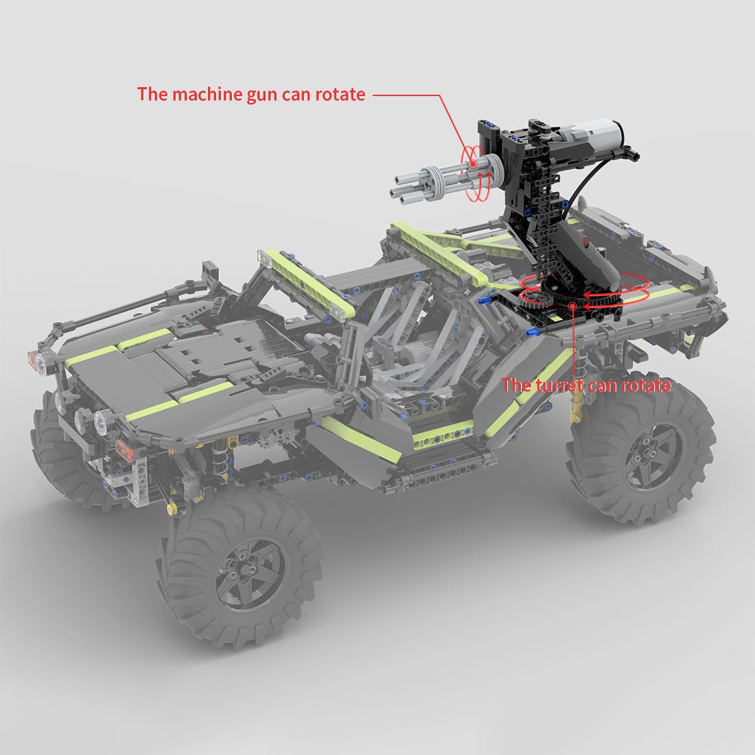 MOC - 172968+MOC - 166891 1/10 Scale Multi - Function Armored Reconnaissance Car & Fire Control Automatic Rifle Klemmbausteine - LesDiyLesDiy