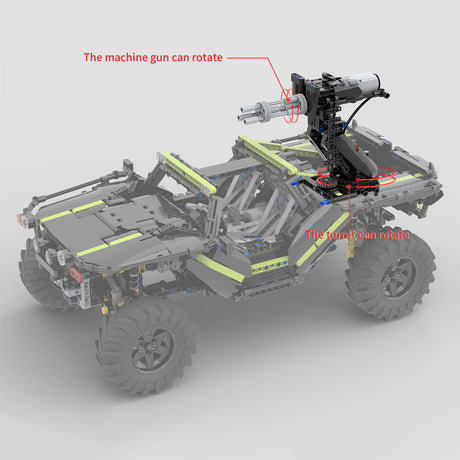 MOC - 172968+MOC - 166891 1/10 Scale Multi - Function Armored Reconnaissance Car & Fire Control Automatic Rifle Klemmbausteine - LesDiy - Klemmbausteine