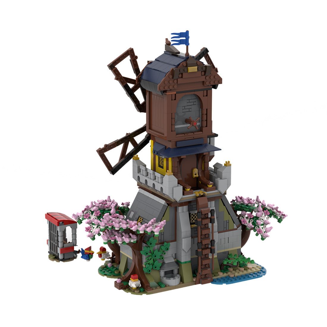 MOC - 182124 Medieval Forest Windmill Klemmbausteine - LesDiyLesDiy