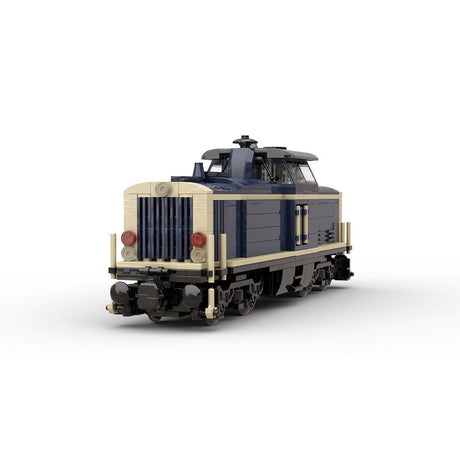 MOC - 191639 V100 German Cargo Locomotive "dark blue - tan" version 8W Klemmbausteine - LesDiyLesDiy