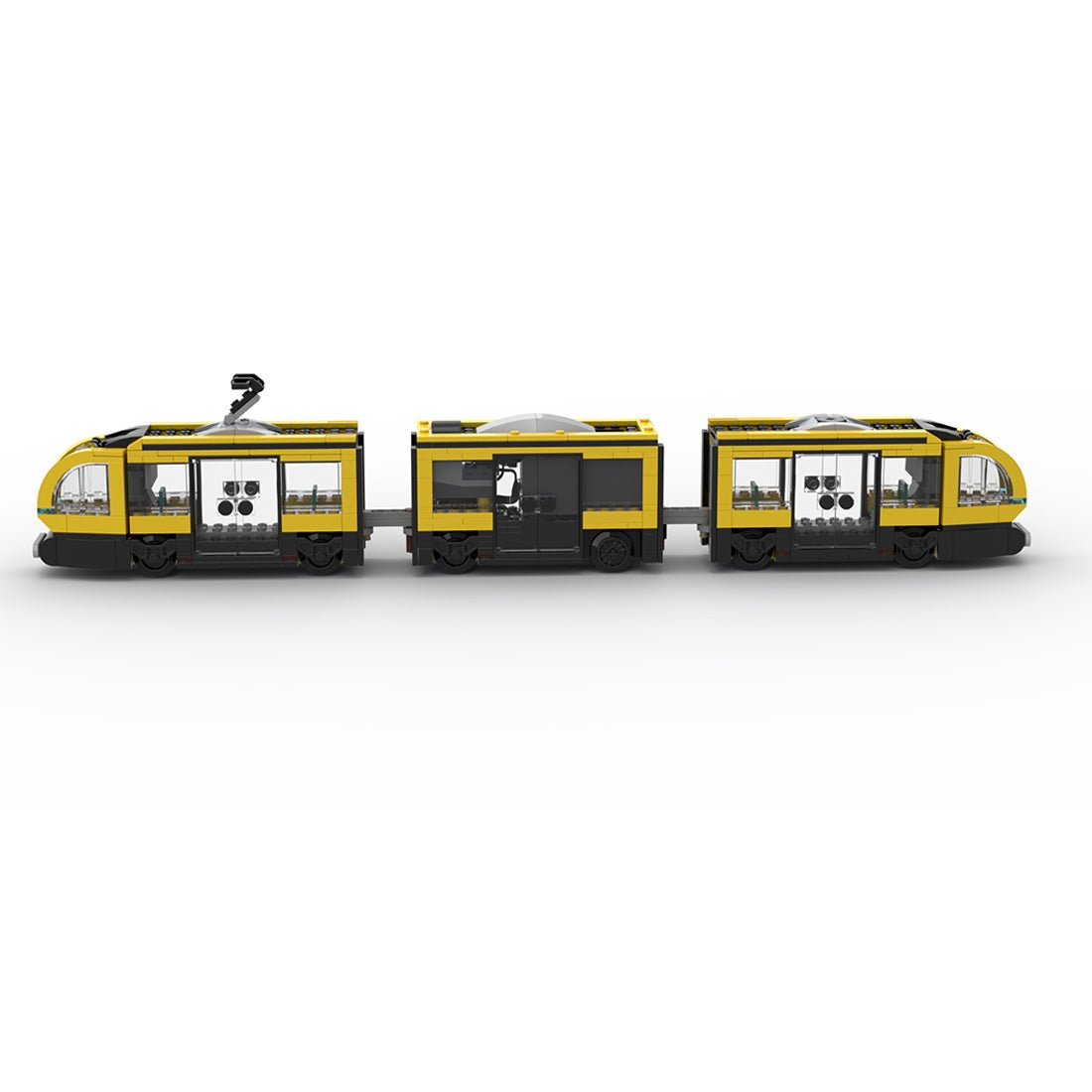 MOC - 198402 60423 Downtown tram (Dynamic Version/530PCS/Yellow) Klemmbausteine - LesDiyLesDiy