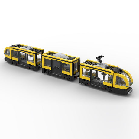 MOC - 198402 60423 Downtown tram (Dynamic Version/530PCS/Yellow) Klemmbausteine - LesDiyLesDiy