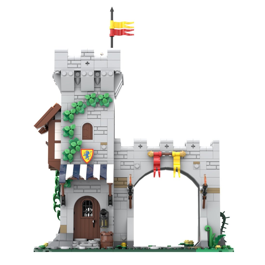 MOC - 204044 Lion Knight's Modular Town Gate Klemmbausteine - LesDiyLesDiy