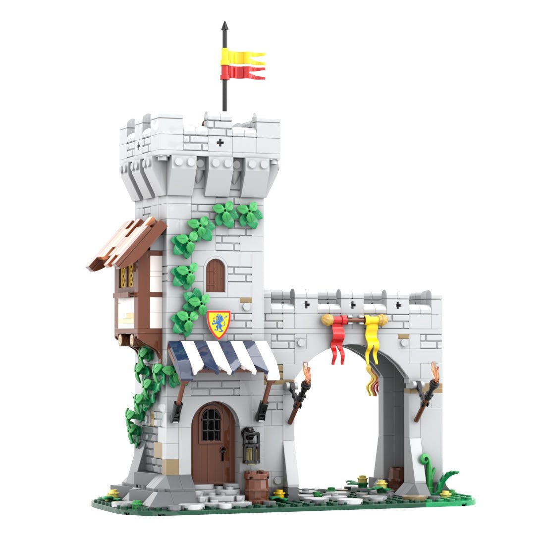 MOC - 204044 Lion Knight's Modular Town Gate Klemmbausteine - LesDiyLesDiy