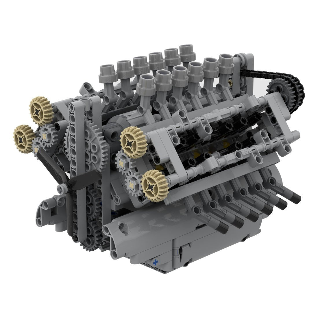 MOC - 40128 V12 - Motor mit Getriebe Klemmbausteine - LesDiyLesDiy