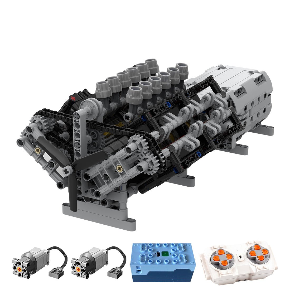 MOC - 43833 V12 - Motor mit Getriebe Mk2 Klemmbausteine - LesDiyLesDiy