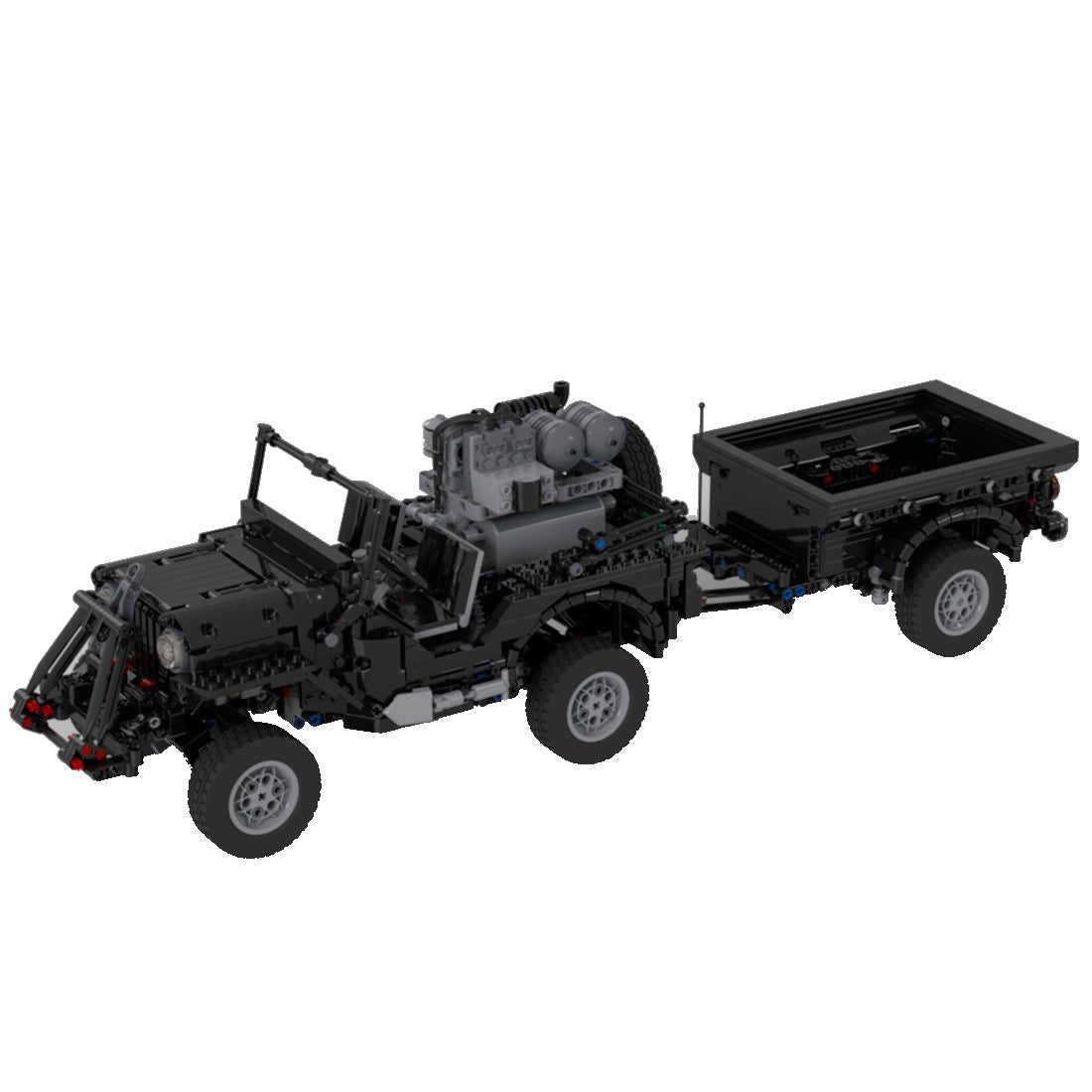 MOC - 44695 Militär - Geländewagen - Anhängermodell Militärversion - LesDiyLesDiy