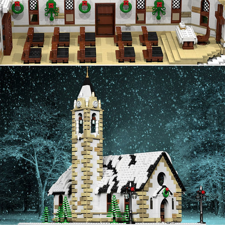 MOC - 6195 Winter Village Church Klemmbausteine - LesDiyLesDiy