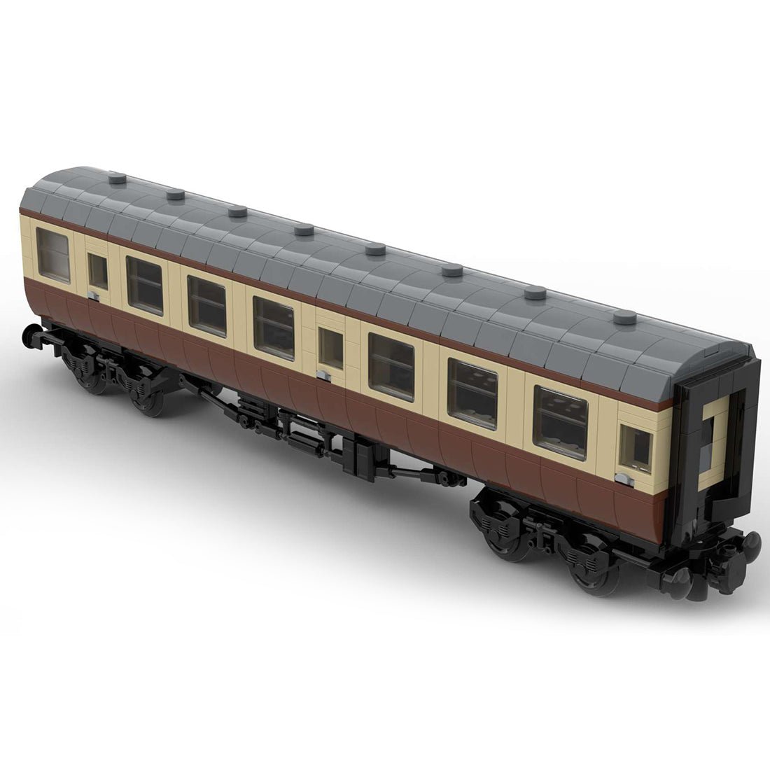 MOC - 67504 6breite statische Version British Rail Mark 1 Waggon braun ohne bedruckte Komponenten & Blockfiguren - LesDiyLesDiy