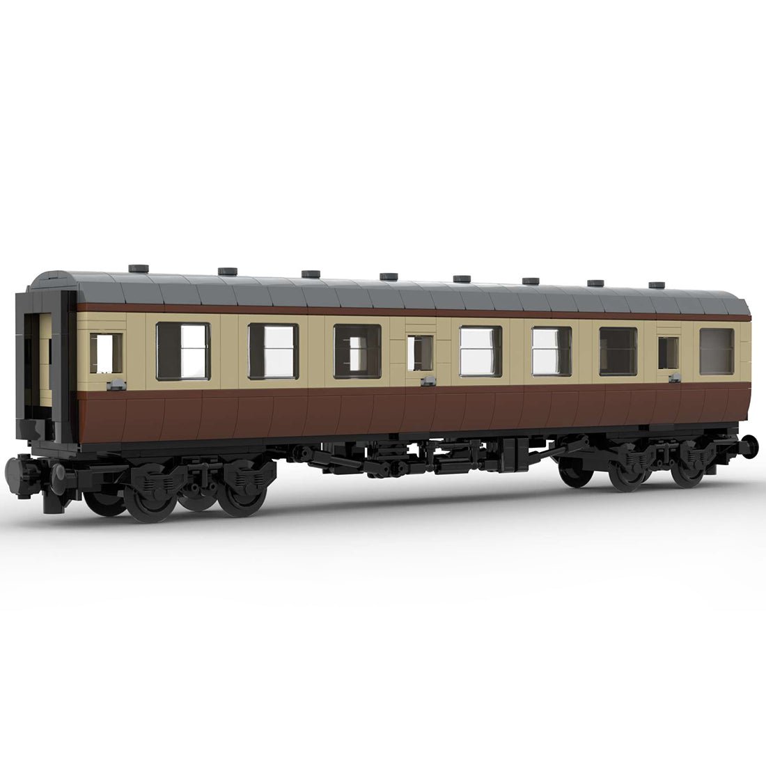 MOC - 67504 6breite statische Version British Rail Mark 1 Waggon braun ohne bedruckte Komponenten & Blockfiguren - LesDiyLesDiy