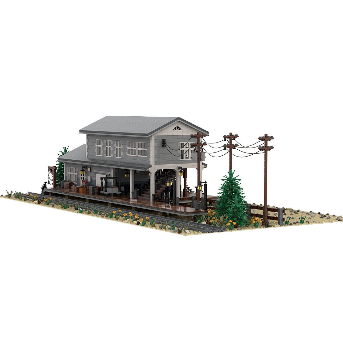 MOC - 72906 Large Train Station Klemmbausteine - LesDiyLesDiy