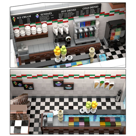 MOC - 76396 Ice Cream Parlor Klemmbausteine - LesDiyLesDiy