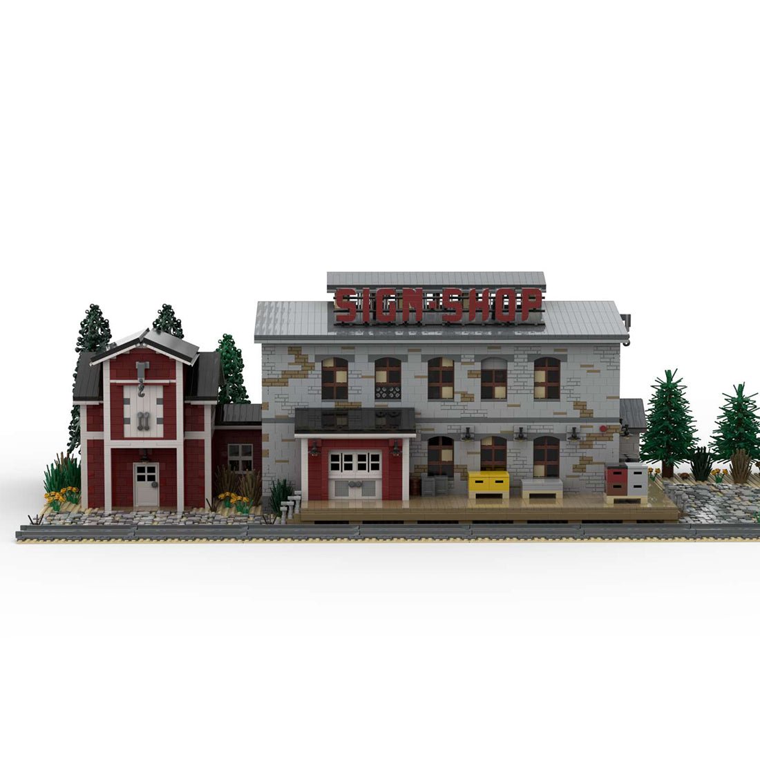 MOC - 88547 1/40 Schild Shop Train Scene Klemmbausteine - LesDiyLesDiy