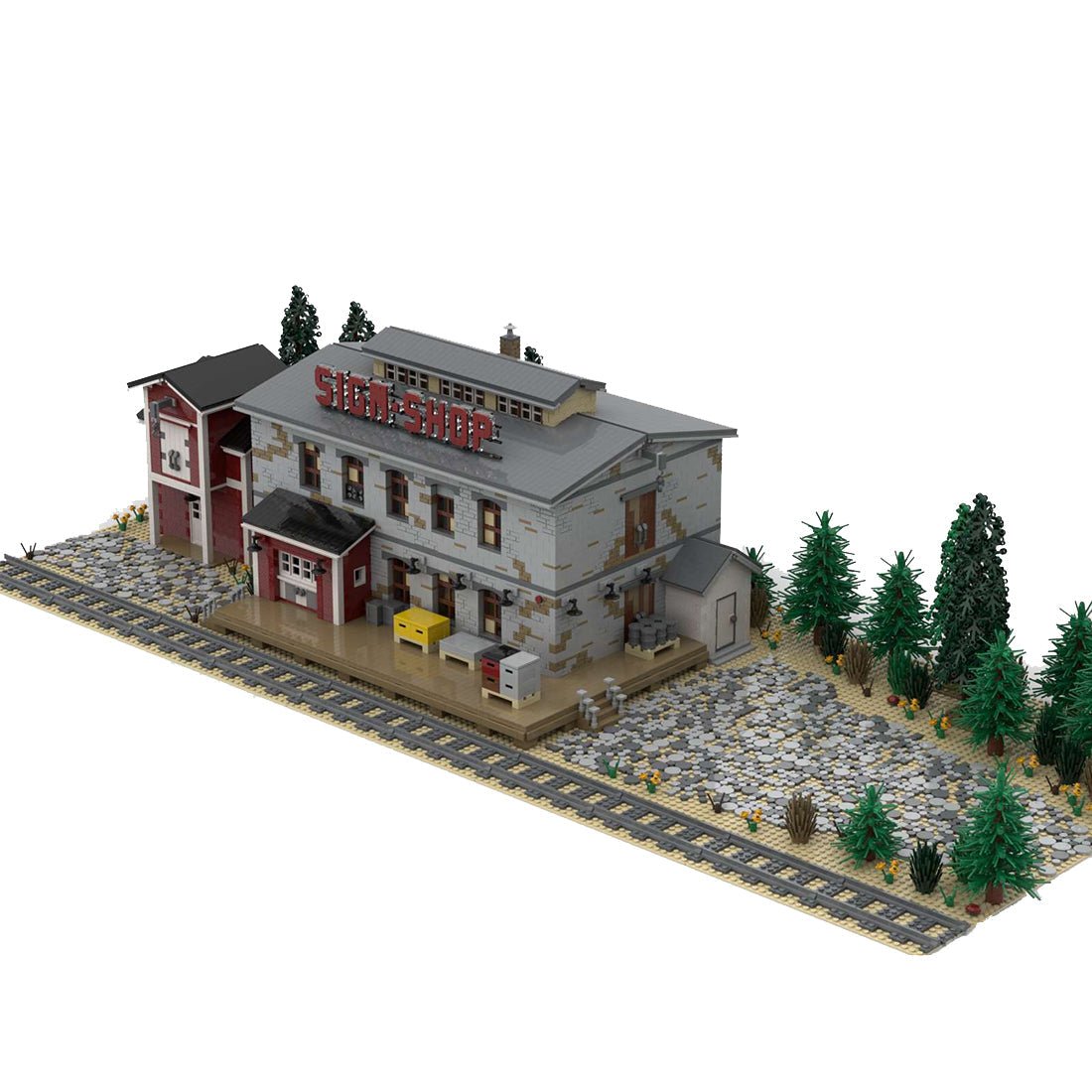 MOC - 88547 1/40 Schild Shop Train Scene Klemmbausteine - LesDiyLesDiy