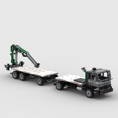 MOC - 97465 LKW LPS - 1418 Dreiseitiger Kipper - Anhängerkran Klemmbausteine - LesDiyLesDiy