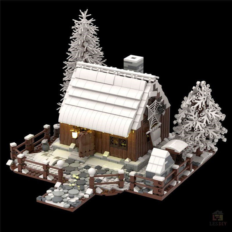 MOC Bergwald Winter Holzhaus mit Kamin - LesDiyLesDiy