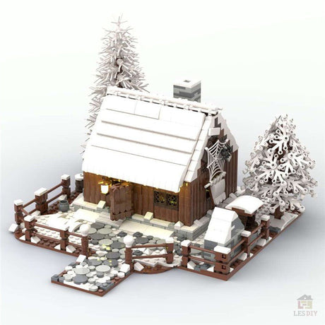 MOC Bergwald Winter Holzhaus mit Kamin - LesDiyLesDiy