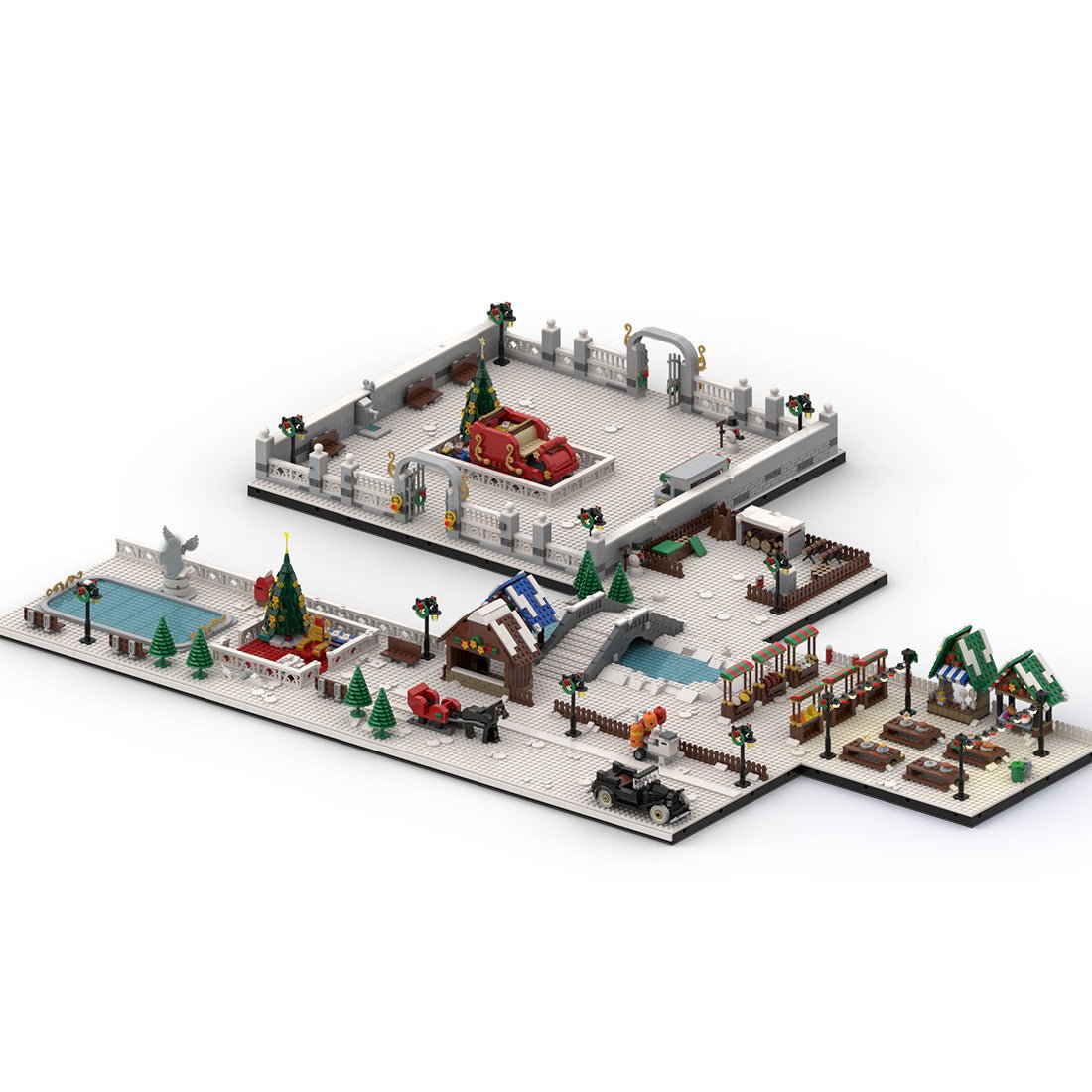 MOC Winter Village Large Christmas Square Klemmbausteine - LesDiyLesDiy