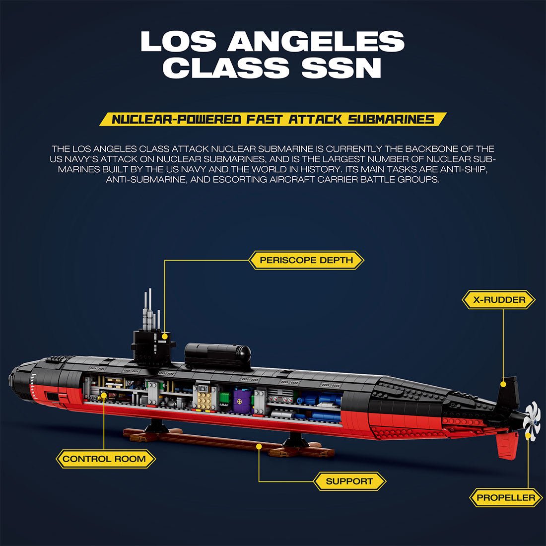 Mocsage 1/125 UCC Militärisches Atom - U - Boot der Los Angeles - Klasse Klemmbausteine - LesDiyLesDiy