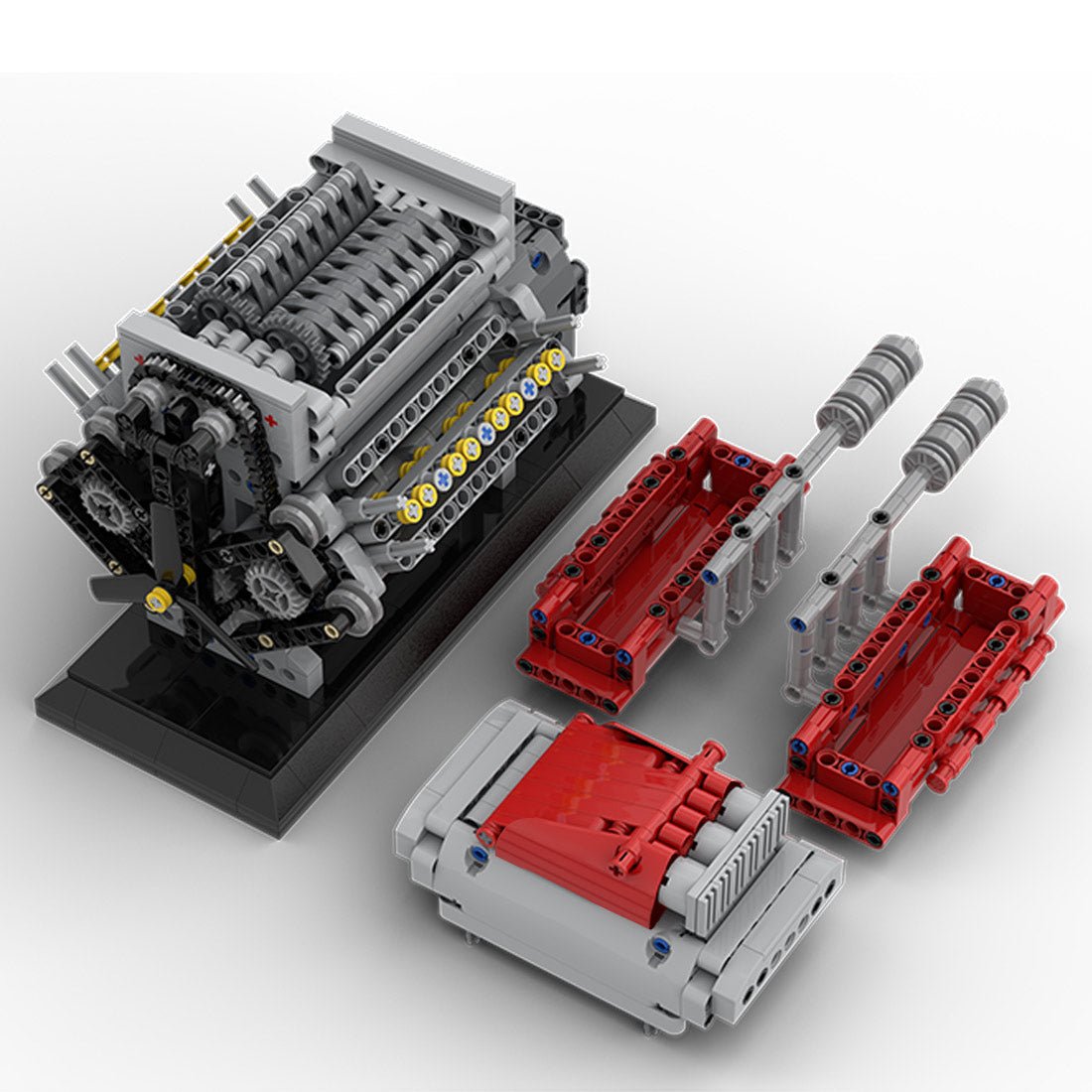 Mocsage MOC - 171732 Crossplane V8 Engine with Supercharger & removable Cover Klemmbausteine - LesDiyLesDiy