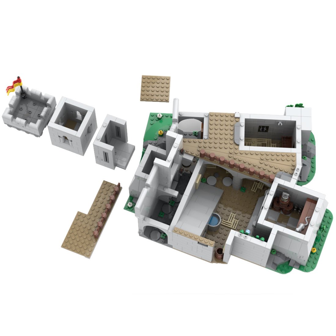 PDF - Anleitung für das Bausteinset MOC - 142666 Bergfried und niedriger Innenhof - LesDiyLesDiy